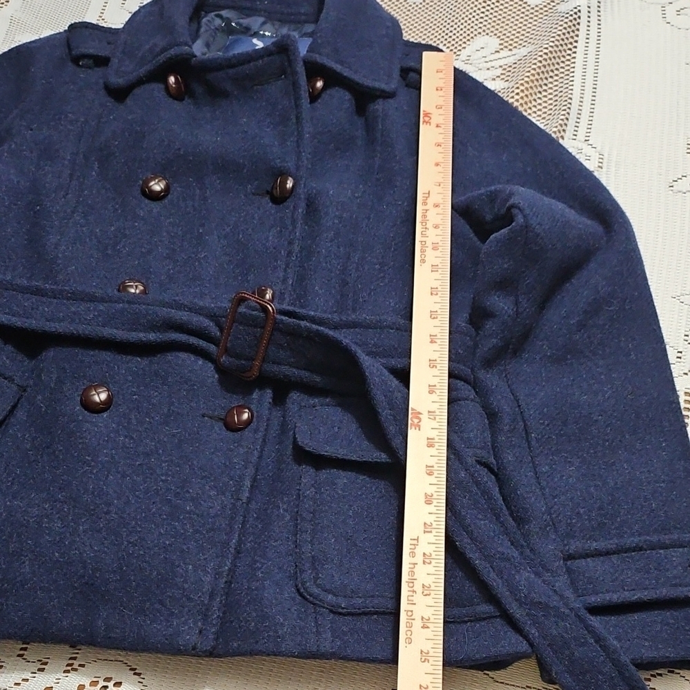 Vintage American Eagle Outfitters Women's Dark Blue Peacoat - Picture 4 of 11